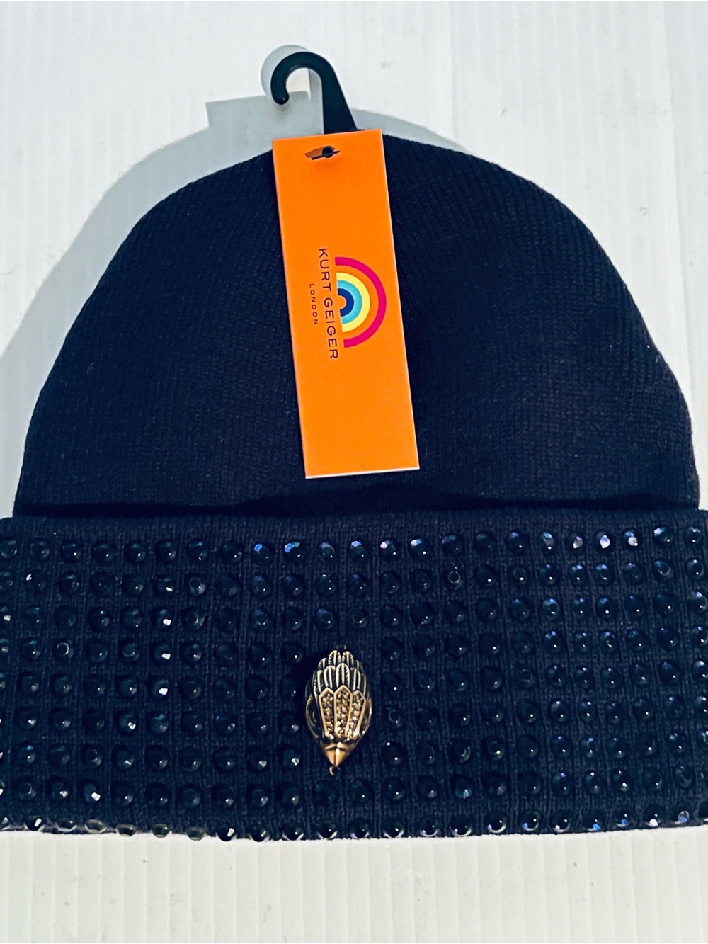 Kurt Geiger Studded Eagle Head Cuff Beanie NWT